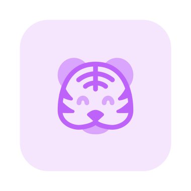 Mutlu gülümseyen kaplan surat, gözleri kapalı emoji.