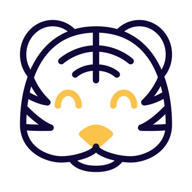 Mutlu gülümseyen kaplan surat, gözleri kapalı emoji.