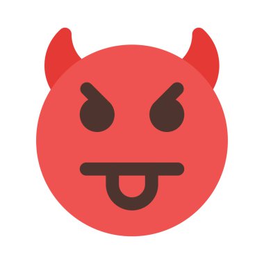 Dil suratlı boynuzlu şeytan ifadesi.