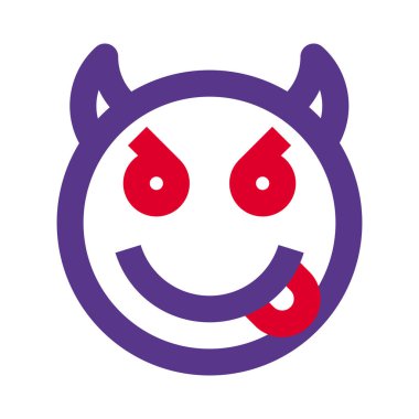 Dil suratlı boynuzlu şeytan ifadesi.