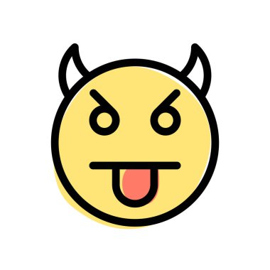 Dil suratlı boynuzlu şeytan ifadesi.