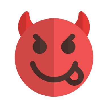 Dil suratlı boynuzlu şeytan ifadesi.