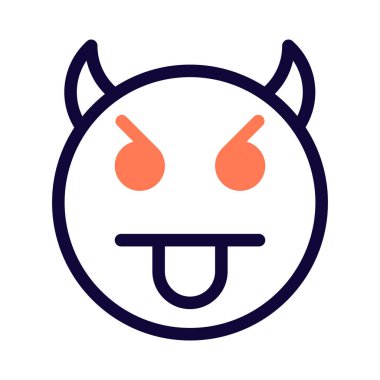 Dil suratlı boynuzlu şeytan ifadesi.