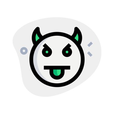 Dil suratlı boynuzlu şeytan ifadesi.