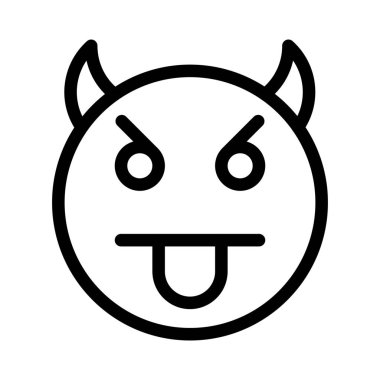 Dil suratlı boynuzlu şeytan ifadesi.