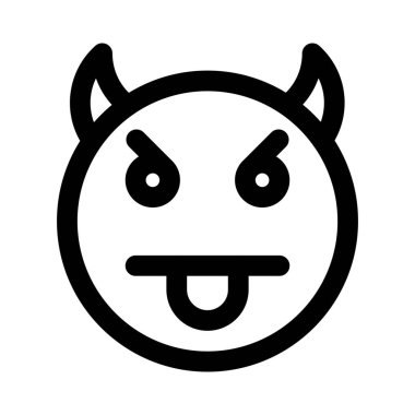 Dil suratlı boynuzlu şeytan ifadesi.