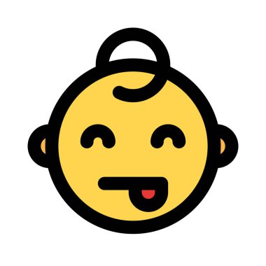 Dil çıkararak bebek gibi gülmenin yüz ifadesi.