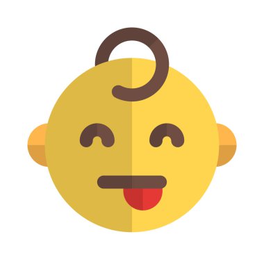 Dil çıkararak bebek gibi gülmenin yüz ifadesi.