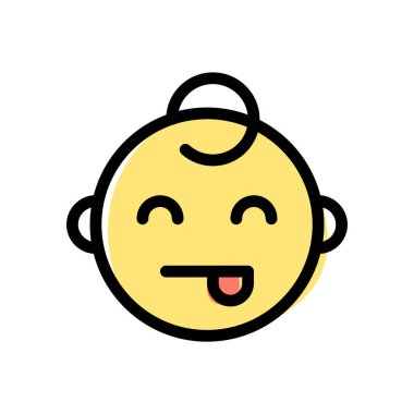 Dil çıkararak bebek gibi gülmenin yüz ifadesi.