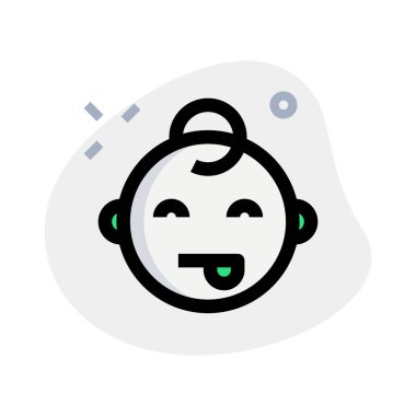 Dil çıkararak bebek gibi gülmenin yüz ifadesi.