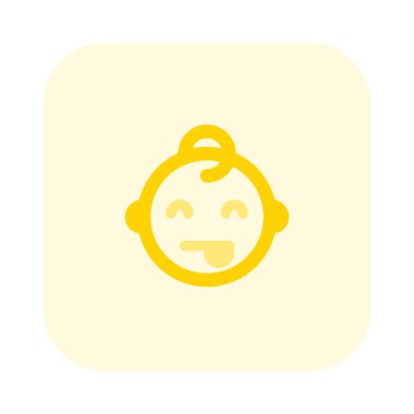 Dil çıkararak bebek gibi gülmenin yüz ifadesi.