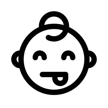 Dil çıkararak bebek gibi gülmenin yüz ifadesi.