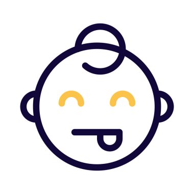 Dil çıkararak bebek gibi gülmenin yüz ifadesi.