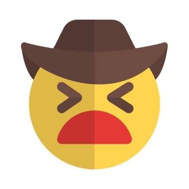 rahatsız kovboy yüz ifadesi şapkalı.