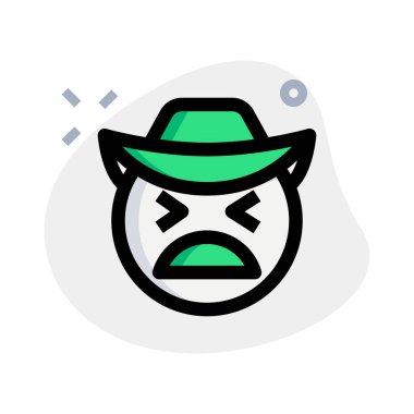 rahatsız kovboy yüz ifadesi şapkalı.