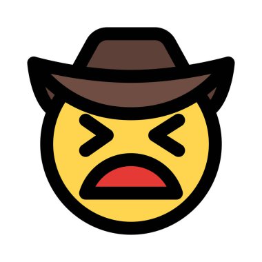 rahatsız kovboy yüz ifadesi şapkalı.