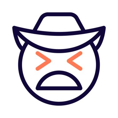 rahatsız kovboy yüz ifadesi şapkalı.