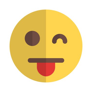 Göz kırpan ifade, yapışkan dil ve bir gözü kapalı.