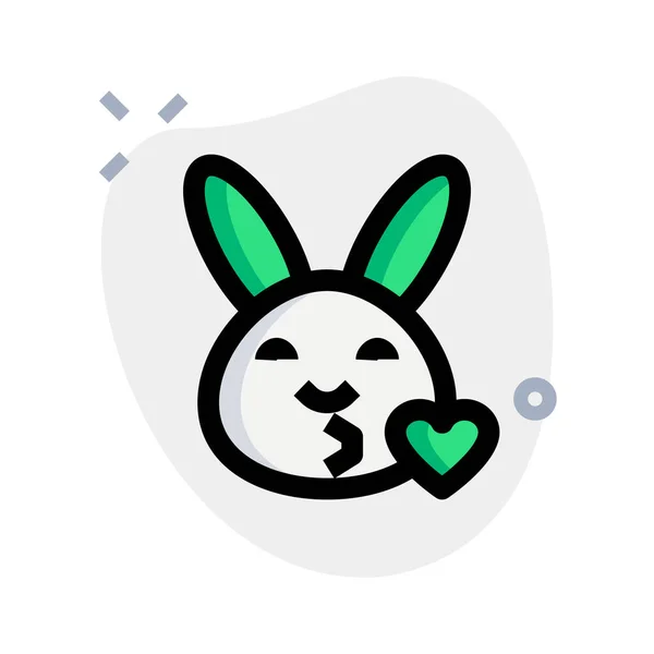 Rabbit Emoji Blowing Kiss Heart Online Internet — ストックベクタ
