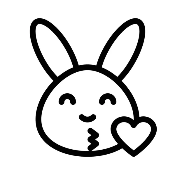 Rabbit Emoji Blowing Kiss Heart Online Internet — Stock Vector