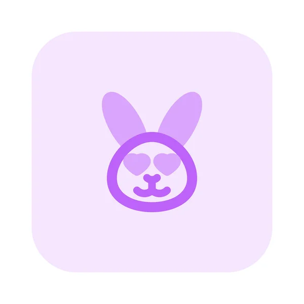 Glückliches Romantisches Kaninchen Mit Herz Augen Emoji — Stockvektor