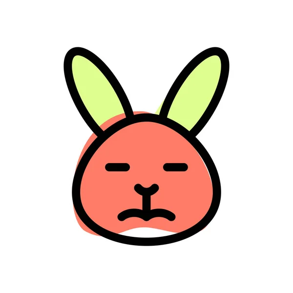 Sorgligt Ansikte Kanin Med Slutna Ögon Emoji — Stock vektor