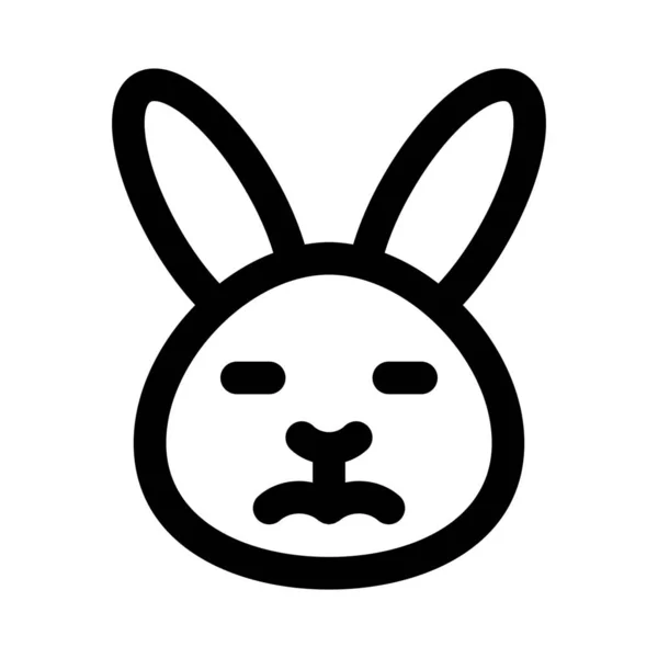 目を閉じて悲しい顔のウサギ Emojidex 絵文字デックス — ストックベクタ