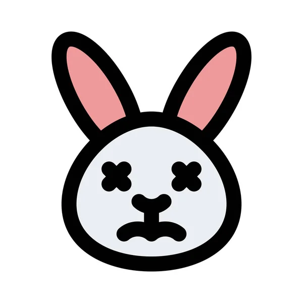 Entspannter Und Neutraler Gesichtsausdruck Des Kaninchens Emoticori — Stockvektor