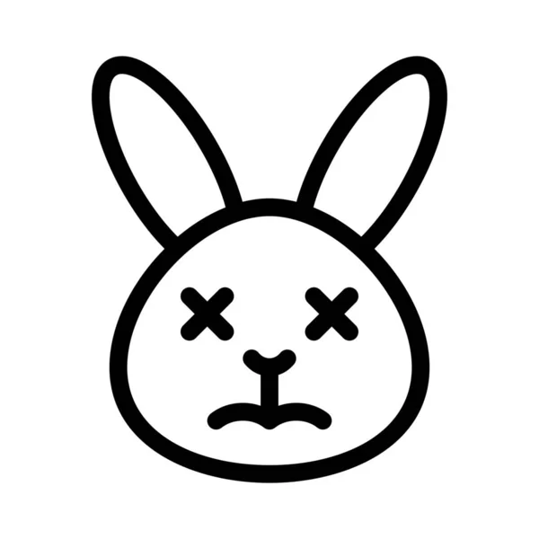 Entspannter Und Neutraler Gesichtsausdruck Des Kaninchens Emoticori — Stockvektor