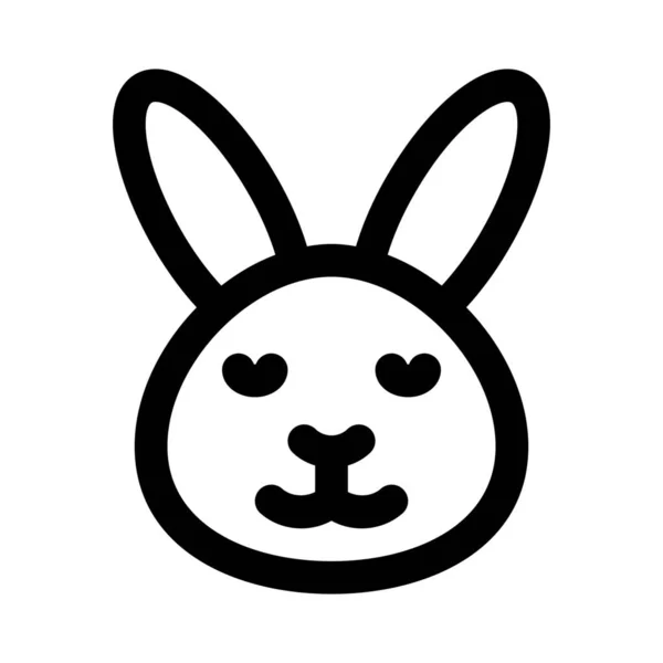 Emoticon Coniglio Sorridente Con Gli Occhi Chiusi Rappresentazione Pittorica — Vettoriale Stock