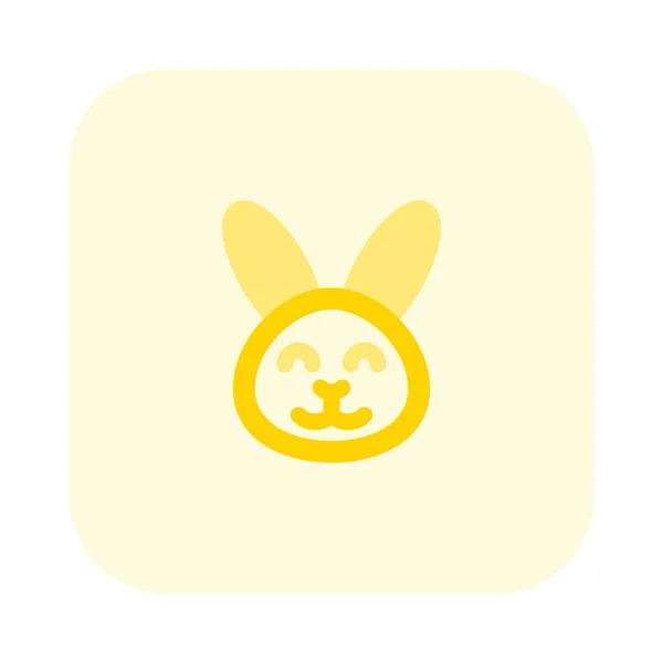 Happy Smiling Rabbit Face Eyes Closed Emoji — Stock Vector