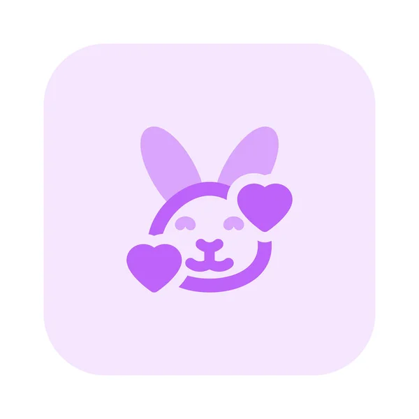 Lächelndes Kaninchen Mit Herzen Die Sich Ein Emoticon Gesicht Drehen — Stockvektor