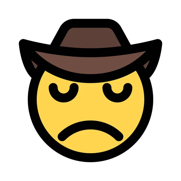 Sombrero Ala Ancha Vaquero Con Expresión Facial Sace — Vector de stock