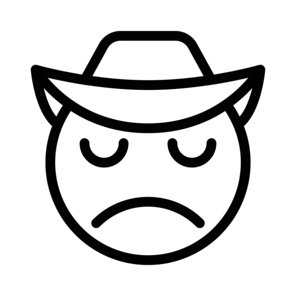 Καπέλο Cowboy Wide Brim Sace Έκφραση Προσώπου — Διανυσματικό Αρχείο