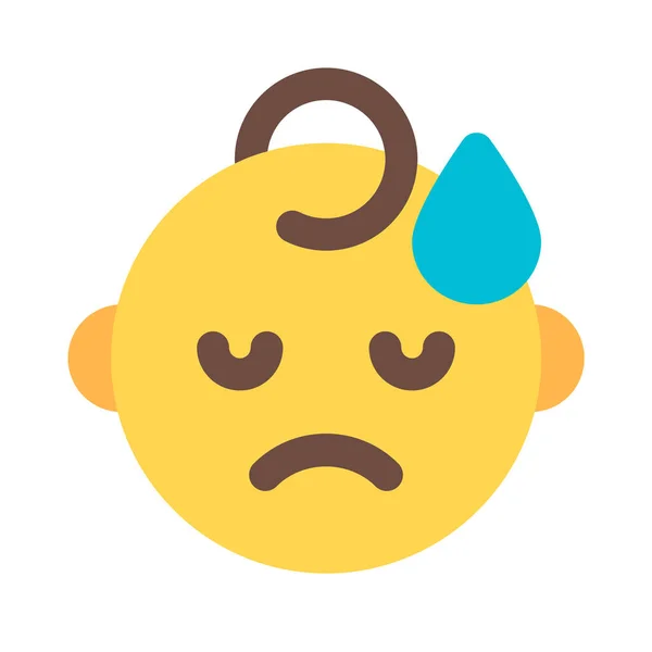 Triste Bonito Bebê Expressão Facial Com Lágrima Gota —  Vetores de Stock