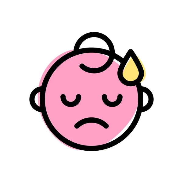 Sad Cute Baby Facial Expression Tear Drop — Stock Vector