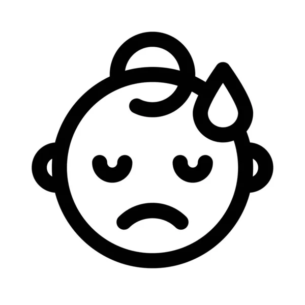 Triste Mignon Bébé Expression Faciale Avec Larme Goutte — Image vectorielle