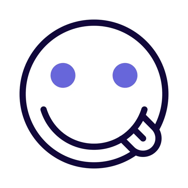 Sabroso Tounge Fuera Saboreando Expresión Facial Emoji — Vector de stock