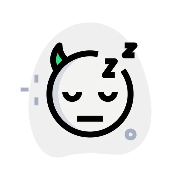 Diablo Con Cuernos Cara Durmiendo Con Alfabetos — Vector de stock