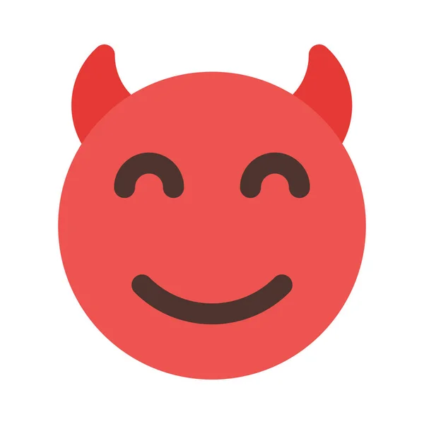 Happy Devil Horns Smile Eyes Closed — Stock Vector