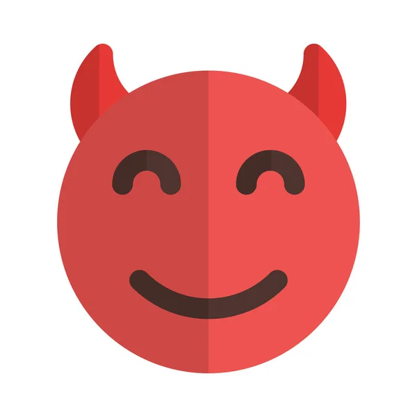 Happy Devil Horns Smile Eyes Closed — стоковый вектор