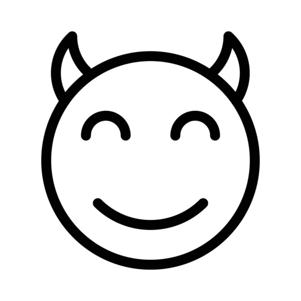 Happy Devil Horns Smile Eyes Closed — Stock Vector