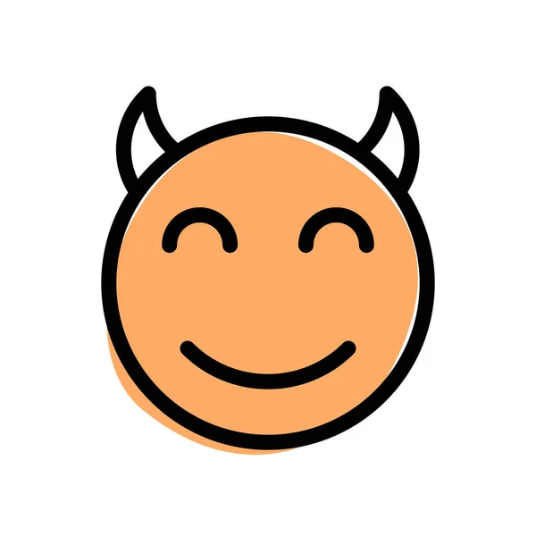 Happy Devil Horns Smile Eyes Closed — Stock Vector