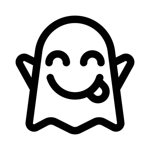 Sonriente Fantasma Asustadizo Divertido Con Emoji Lengua Out — Vector de stock