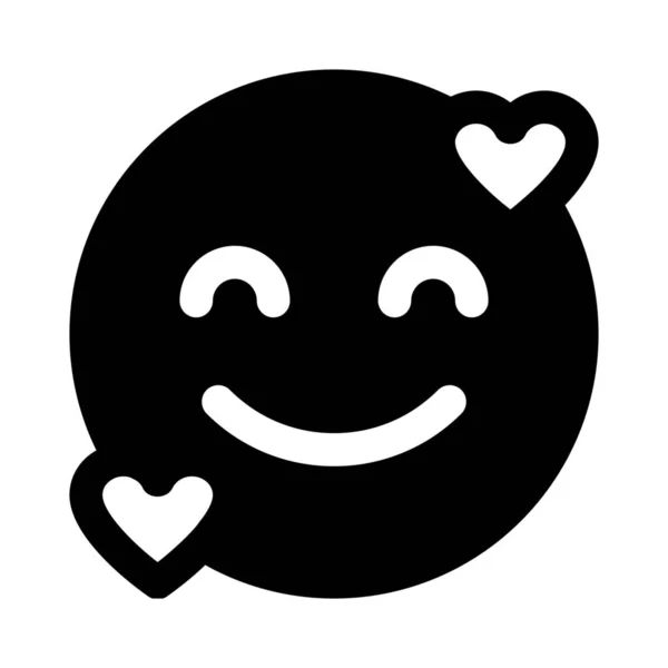 Emoticono Corazones Felices Con Expresión Facial Sonriente — Vector de stock