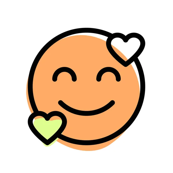 Happy Hearts Emoticon Smiley Facial Expression — Stock Vector
