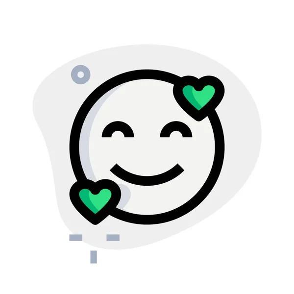 Happy Hearts Emoticon Smiley Facial Expression — ストックベクタ