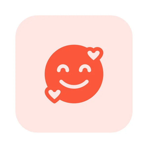 Glada Hjärtan Emoticon Med Smiley Ansiktsuttryck — Stock vektor