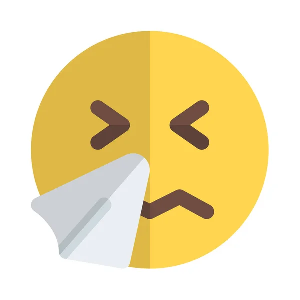 Ill Face Emoji Sneezing Handkerchief Cold Symptoms — стоковый вектор