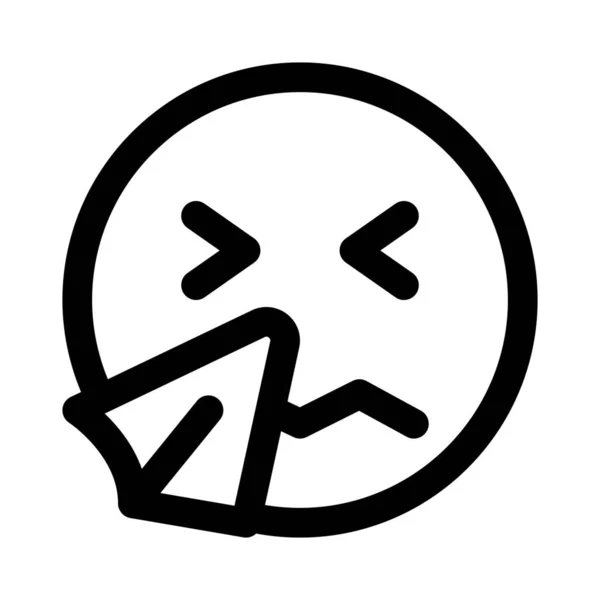 Emoji Wajah Sakit Bersin Dengan Saputangan Gejala Dingin - Stok Vektor